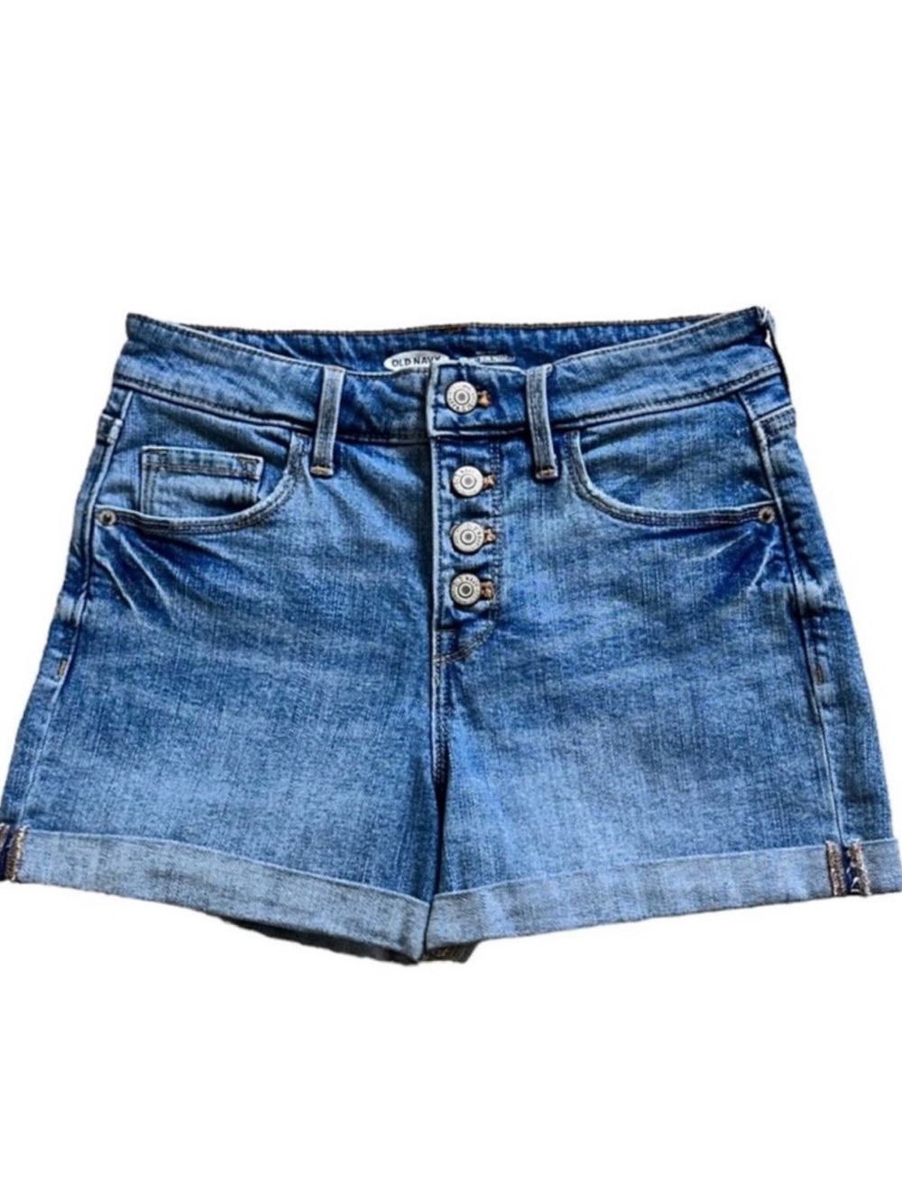 NEW Old Navy High Rise Button Fly Secret Slim Pocket Denim Shorts Size 0 - Picture 4 of 8